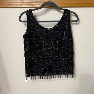 Vintage Black Beaded Top